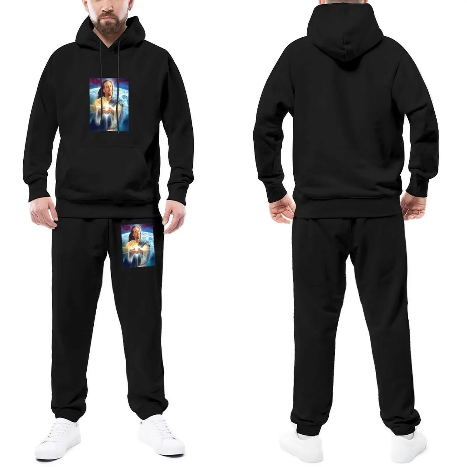 

Спортивные костюмы с изображением Иисуса Николаса Кейджа, мужские винтажные костюмы знаменитостей, мужские спортивные штаны с капюшоном п...