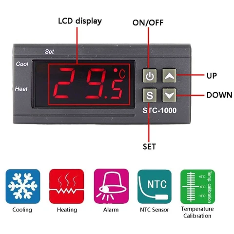 Регулятор температуры ZHOUZHI STC-1000 черный