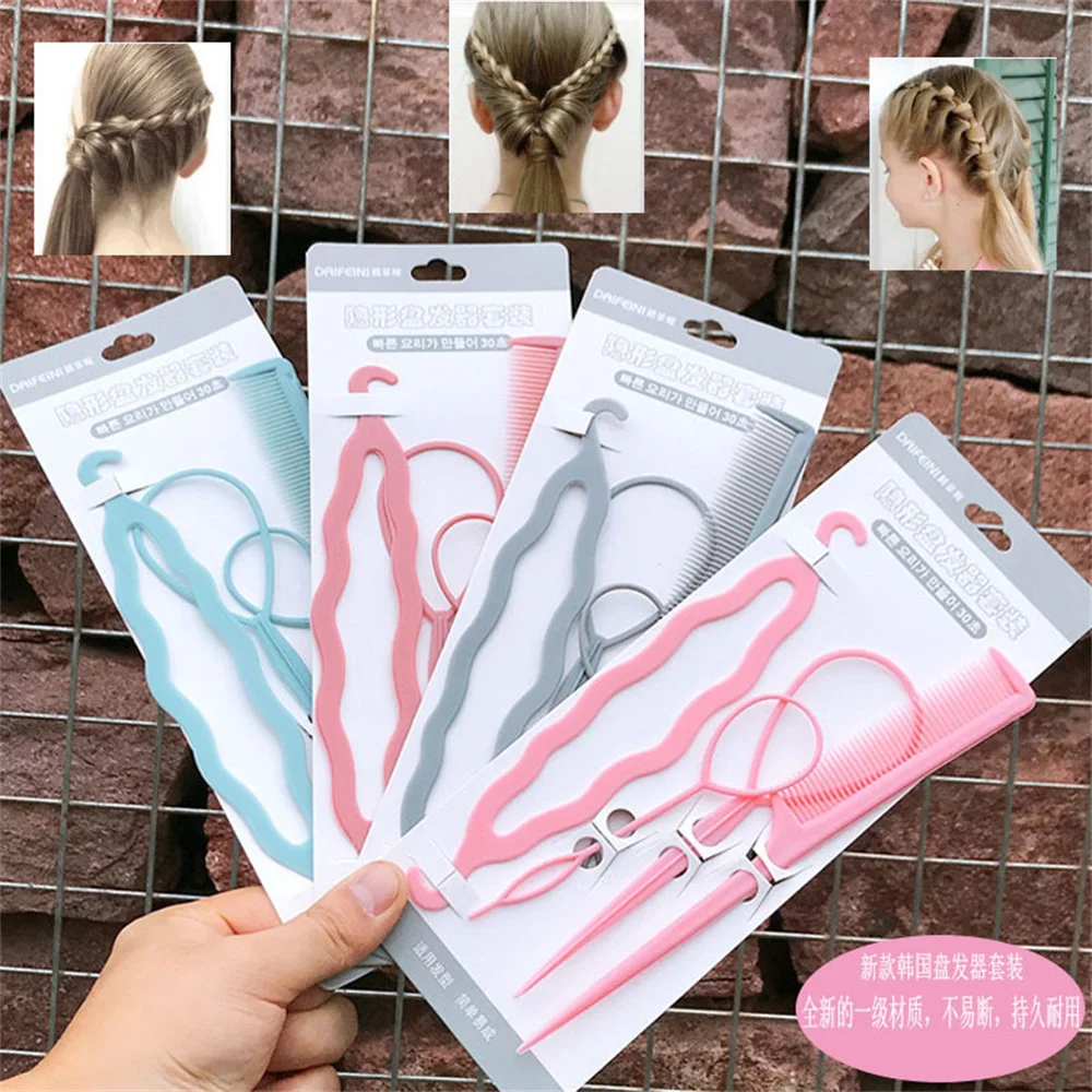 

Popular Magic DIY Hair Braiding Braider Tools Set Women Twist Bun Barrette Hair Clips Ponytail Creator Plastic Loop Styling