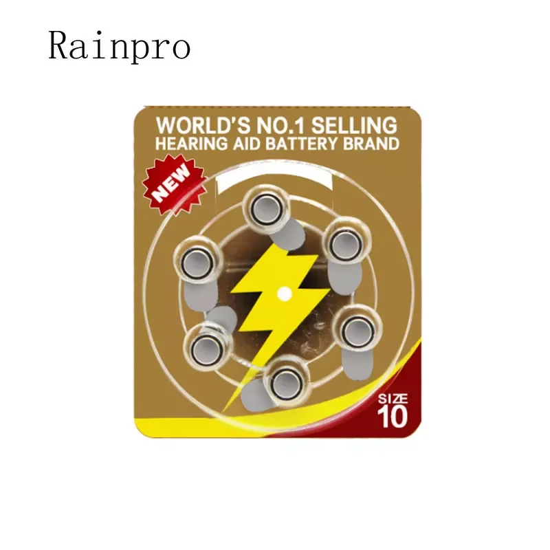 

Rainpro 6PCS/LOT A10 Hearing Aid Batteries a10 10 PR70 PR536 Zinc Air Button 1.45V