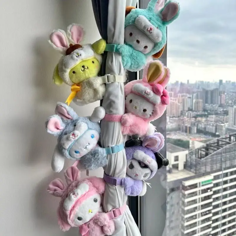 

Kawaii Sanriod Anime Hobby Hello Kitty Cinnamoroll My Melody Kuromi Plush Doll Curtain Straps Home Curtain Buckle Accessories