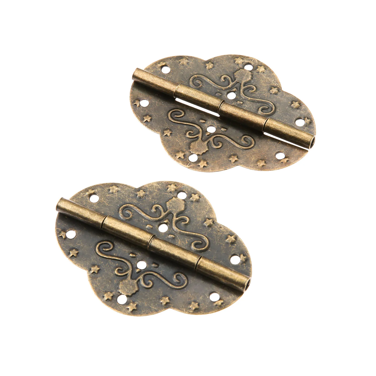 2 набора, античные бронзовые петли 69*53 мм + 12 винтов, Овальные, 6 отверстий, железная фурнитура, Старые китайские цветочные искусственные дверные ящики, Декор