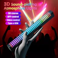 new 3d rgb rhythm light app voice activated led light bar rechargeable music pickup light color bar room car party decoration
