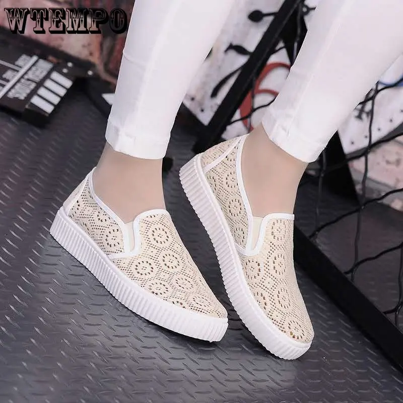 WTEMPO Women's Fashion Flats Summer Mesh Breathable Female Slip-On Boat Shoes Casual Sneaker Ladies Platform Shoes Dropshipping