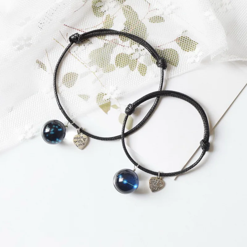 

Fashion 12 Constellation Star Bracelet for Women Men Birthday Jewelry Zodiac Sign Heart Glass Handmade Woven Rope Couple Gifts