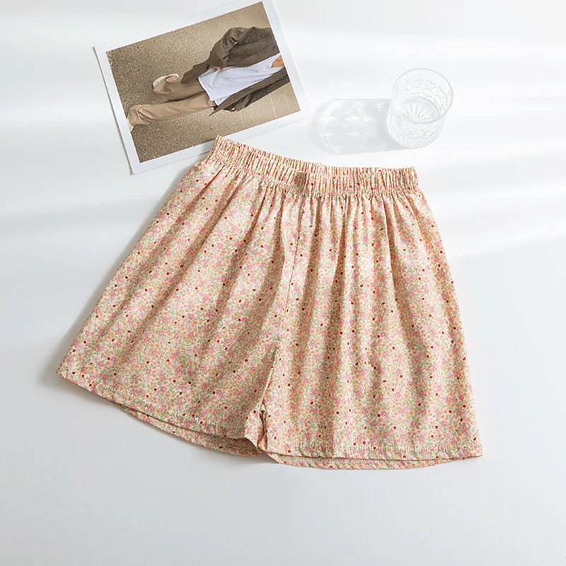 2023 Summer Plaid Beach Shorts Women Home Plaid Floral Shorts Sports High Waist Wide Leg Pants Loose Casual Pajama Pants Women