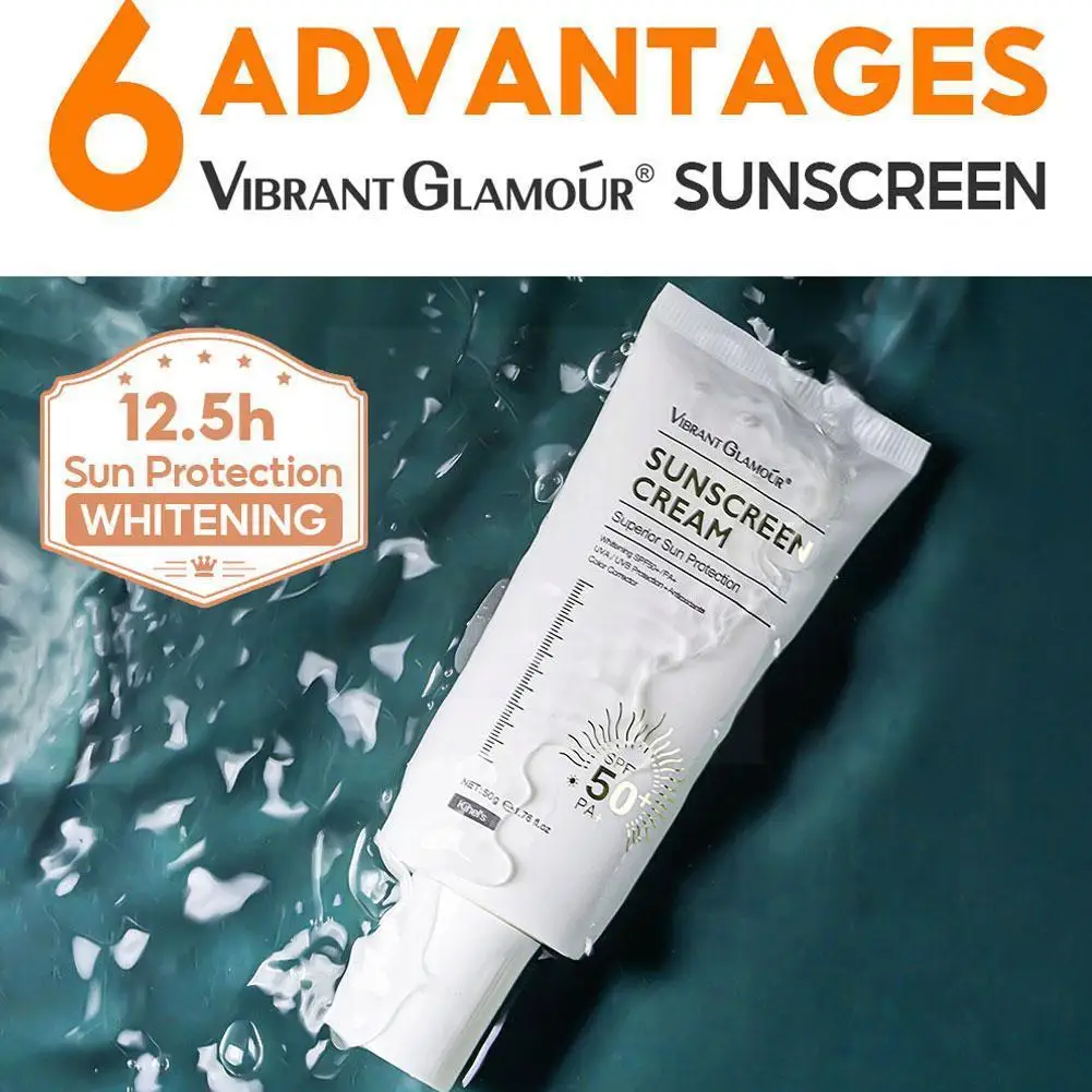 

50g Anti-UV Whitening Brightening Moisturizing Repairing SPF50+ Skin Sunscreen Anti-aging J6J9