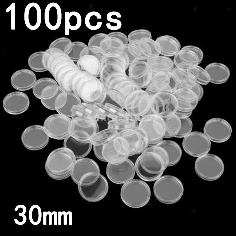 

Plastic Coin Holders 30mm Accessories Capsule Case Ceremony Transparent Container Display Gifts Organizer 100pcs