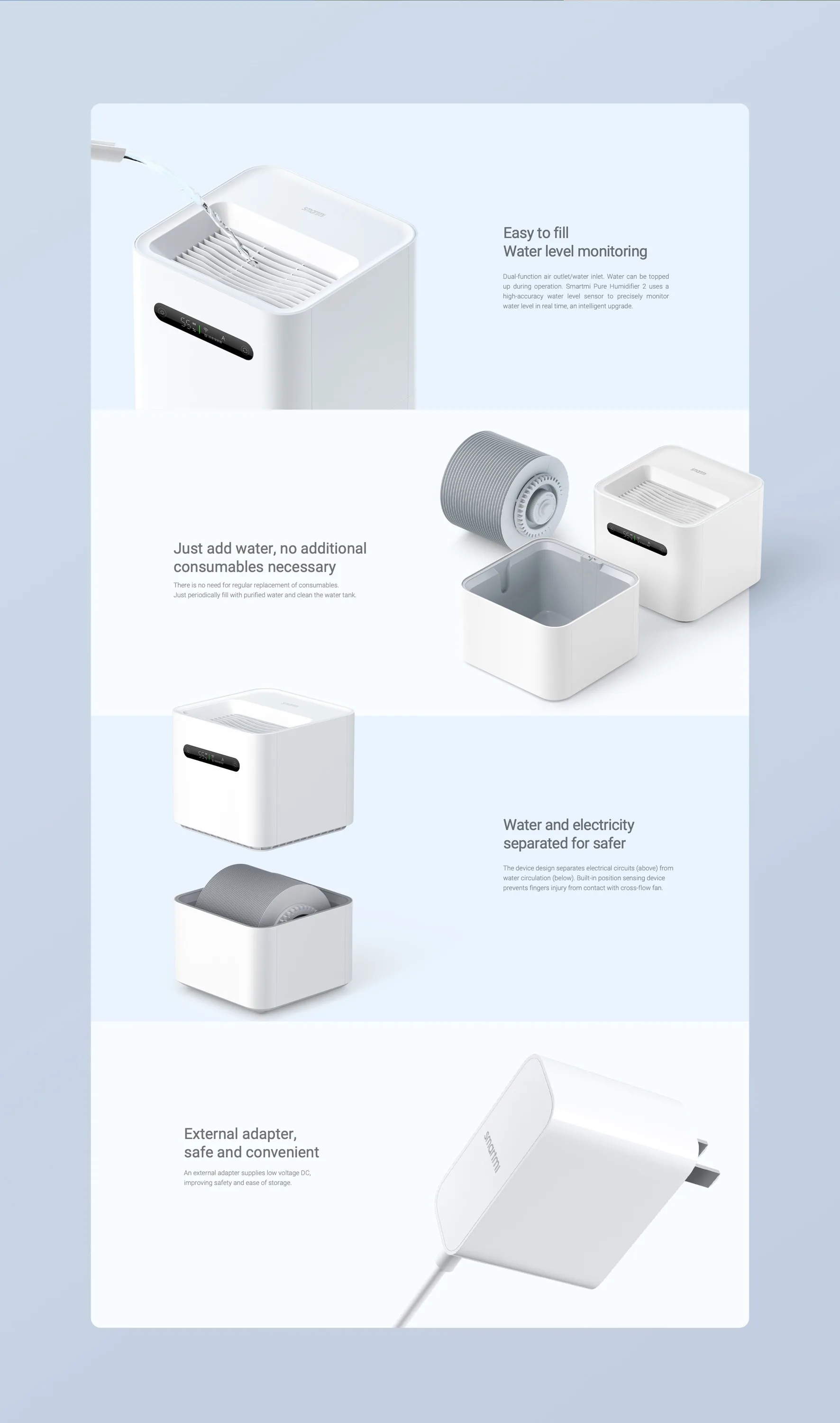 [-700py6 code: PODAROK700 ] Испарительный Увлажнитель Smartmi 2 для умного дома ультразвуковой