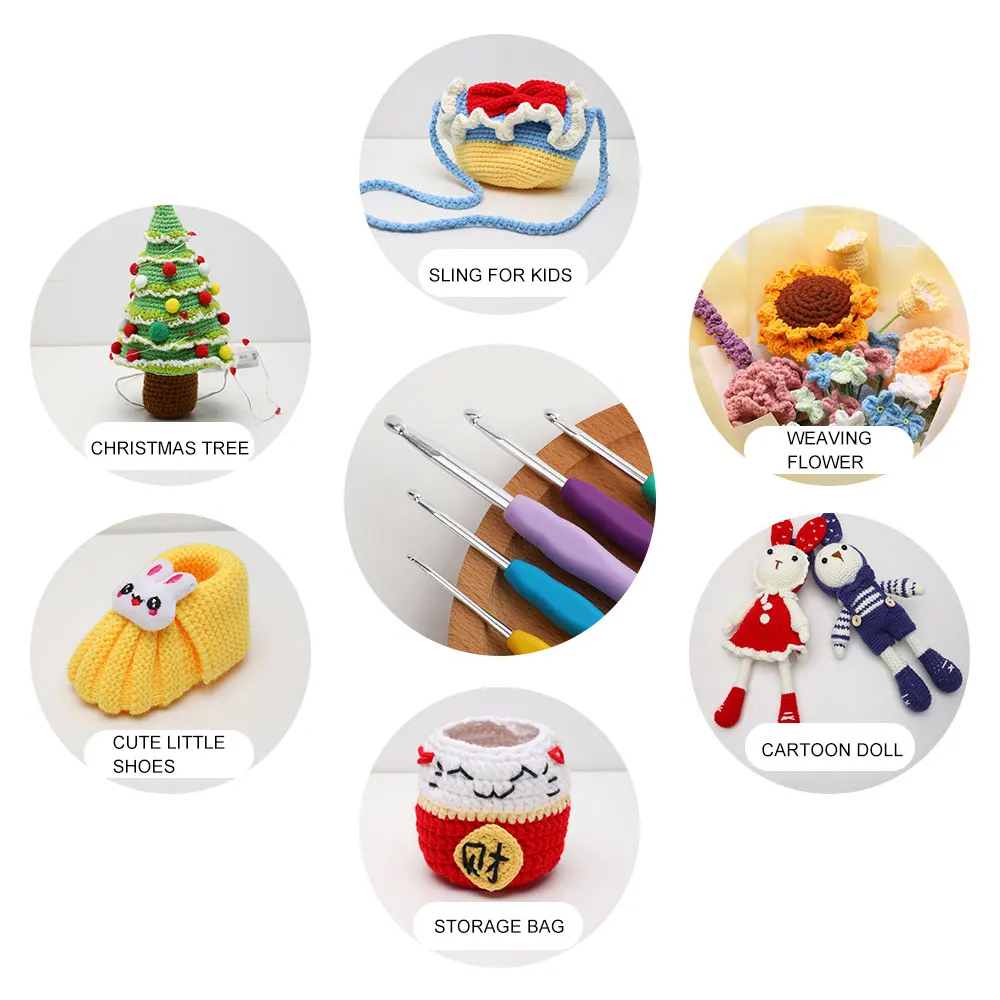 

14 Pcs TPR Soft Crochet Hook Knitting Needles Set Aluminum Crochet Needles Yarns and Wools So Weave 2.25-10MM Sewing Women Gift