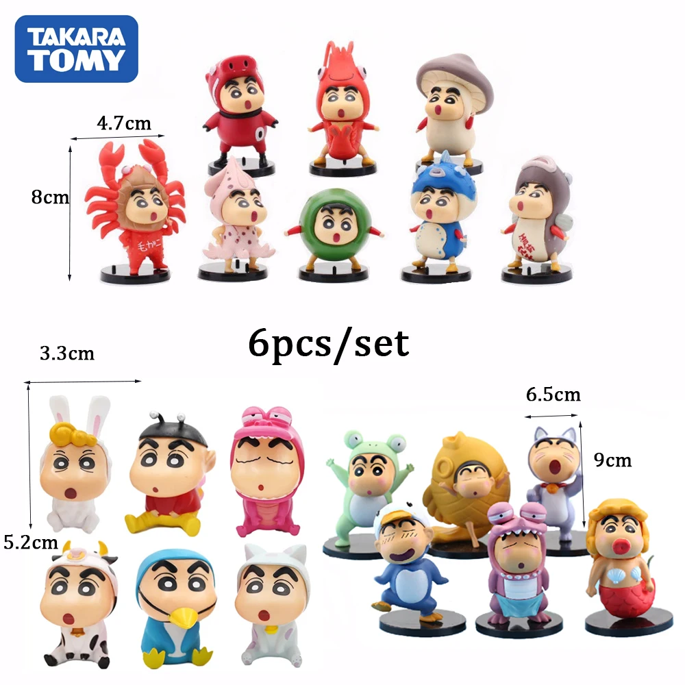 6 шт./компл. Kawaii Crayon Shin-chan аниме-фигурка украшения на день рождения детские игрушки