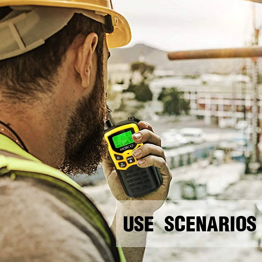 Walkie Talkies with 22 FRS Channels, MOICO Walkie Talkies for Adults with LED Flashlight VOX Scan LCD Display, Long Range