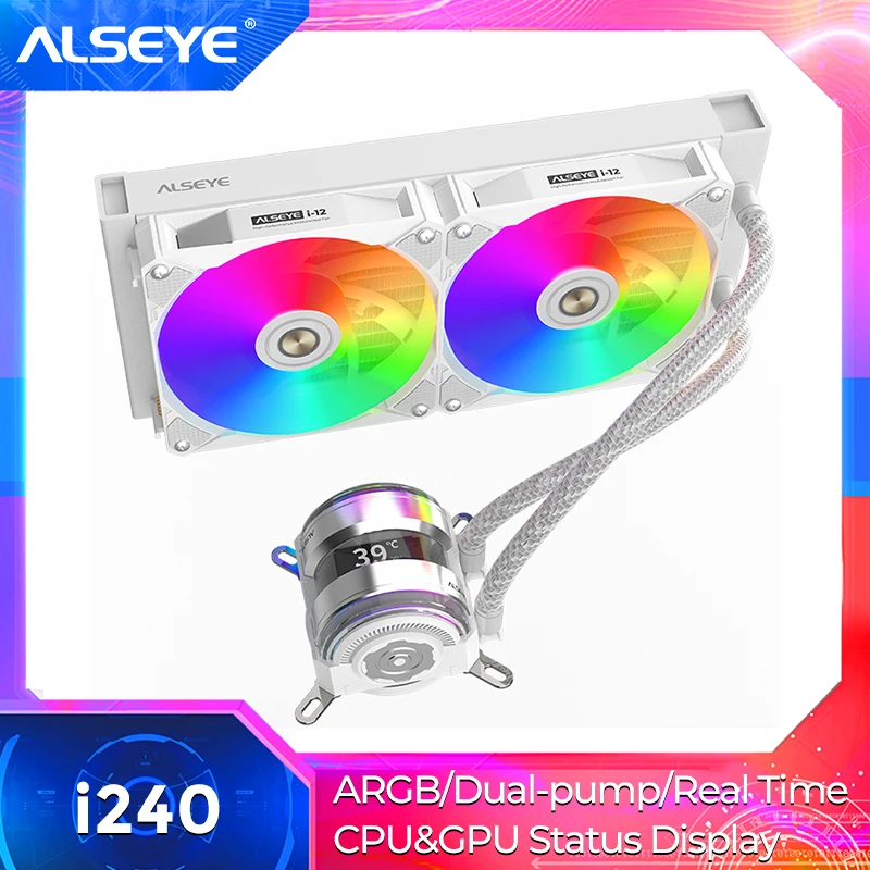 Водяной кулер ALSEYE i240, 240 мм, двойной насос, дисплей с большим содержанием, кулер для ЦП с поддержкой am4, LGA1700/115X /AMD/AM5, охладитель для ПК