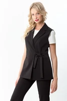 ladies sleeveless jacket loose casual lace up suit vest