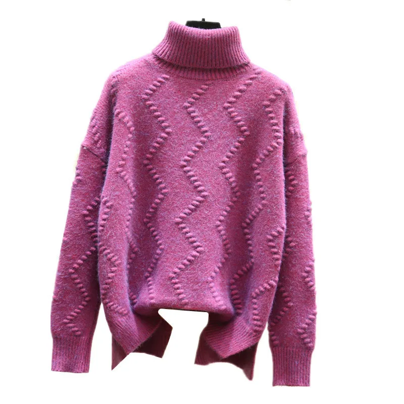 

2023 New Turtleneck Sweater Women Pullover Autumn Winter Long Sleeve Warm Knitwear Female Casual Loose Jumper Ladies Tops G2834