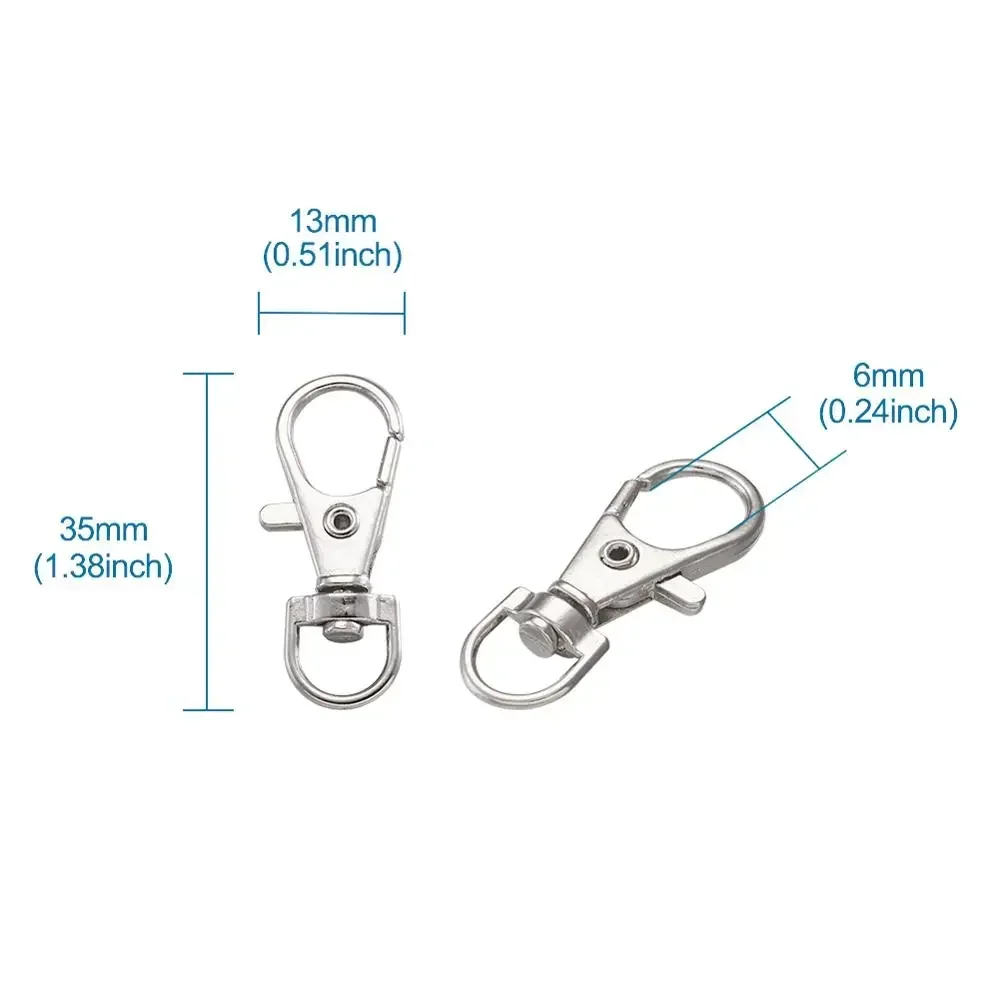 

100 шт., поворотный ремешок из сплава, карабин, застежки в виде когтей омара, принадлежности для изготовления ювелирных изделий, сумка, брелок, аксессуары «сделай сам», около 30,5x11x6 мм