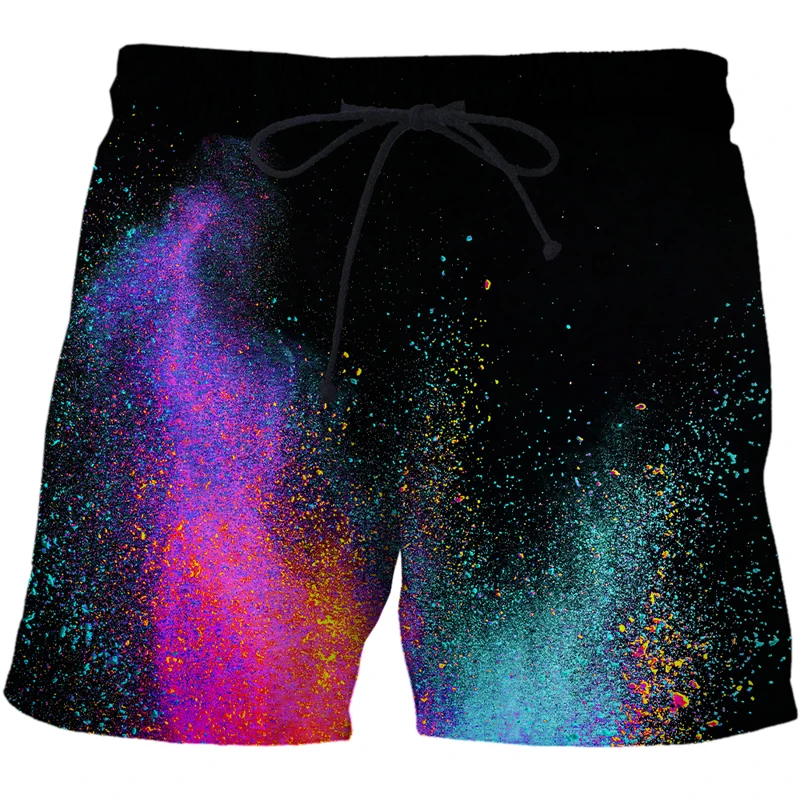Summer Speckled tie dye pattern series Men Casual Shorts 3d Women/Men Swimming surfing shorts Men Funny Sport Pants men clothing