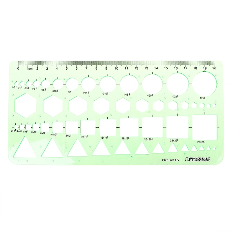 

Geometric Plastic Circles Squares Hexagons Triangle Template Ruler Drawing Tool