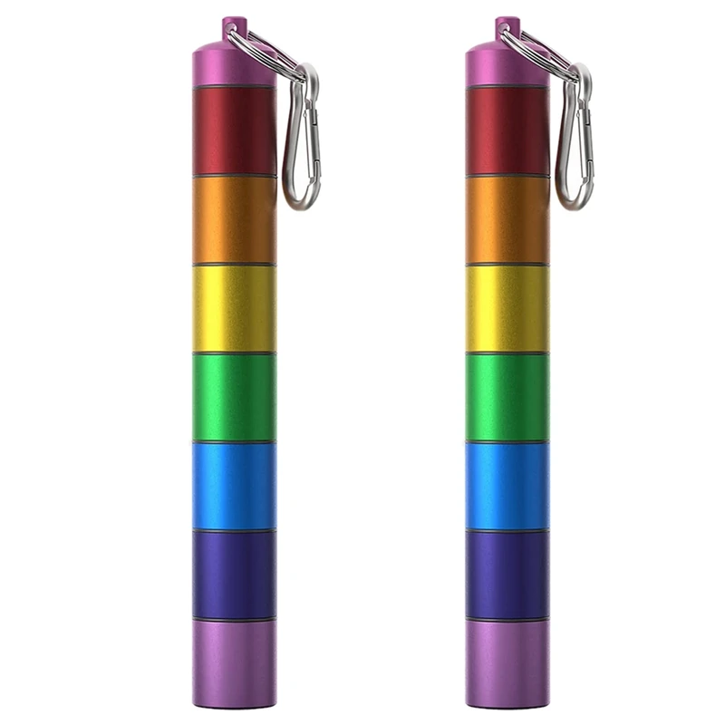 

Pill Organizer-Weekly Pill Box-Metal Pill Box 7 Day Waterproof-Travel Pill Case - Stackable Pill Container 2 Pack