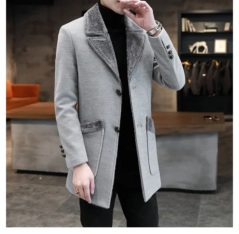 

Japan and South Korea 2022 new fashion winter thick woolen men's coat warm coat
