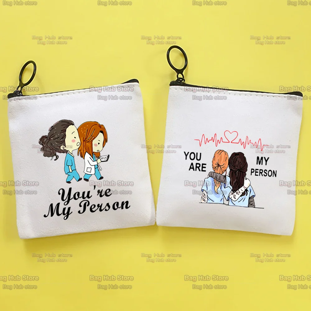 

Greys Anatomy You're My Person 90s Nurse Doctor Cute Girl Coin Purse Key Bag Card Bag Lipstick Cosmetic Bag Mini Storage Bag