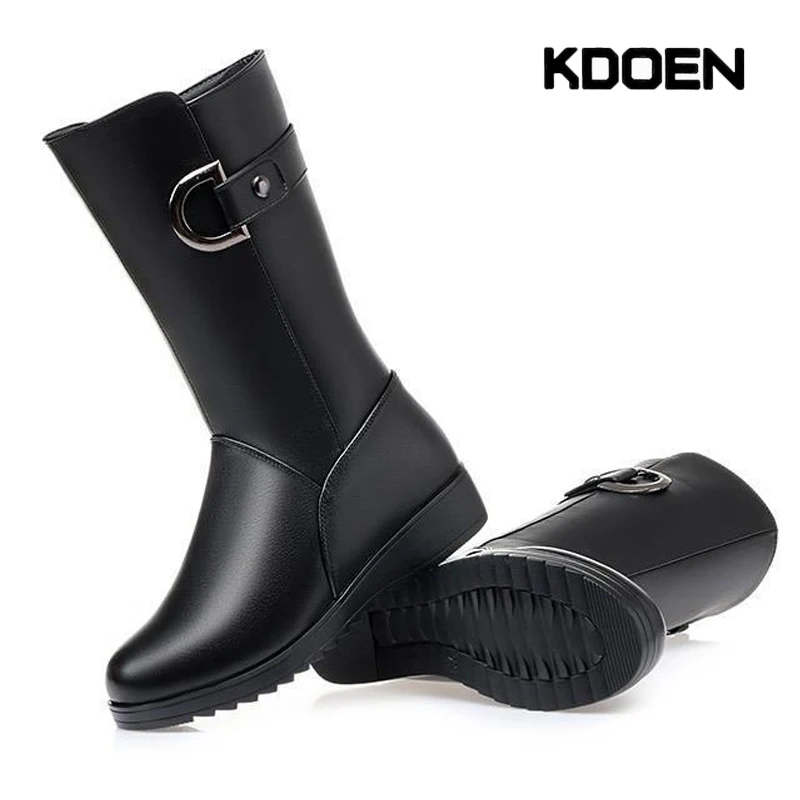 Black Thick Heels Elastic Micro Knee High Boots For Women Punk Style Autumn Winter Chunky Platform High Boots Party Shoes Ladies