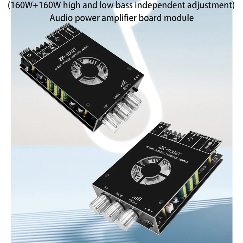 

ZK-1602T TDA7498E Bluetooth 5,0 панель усилителя сабвуфера 2*160 Вт 2,0 каналов Высокая мощность аудио стерео усилитель панель бас усилитель