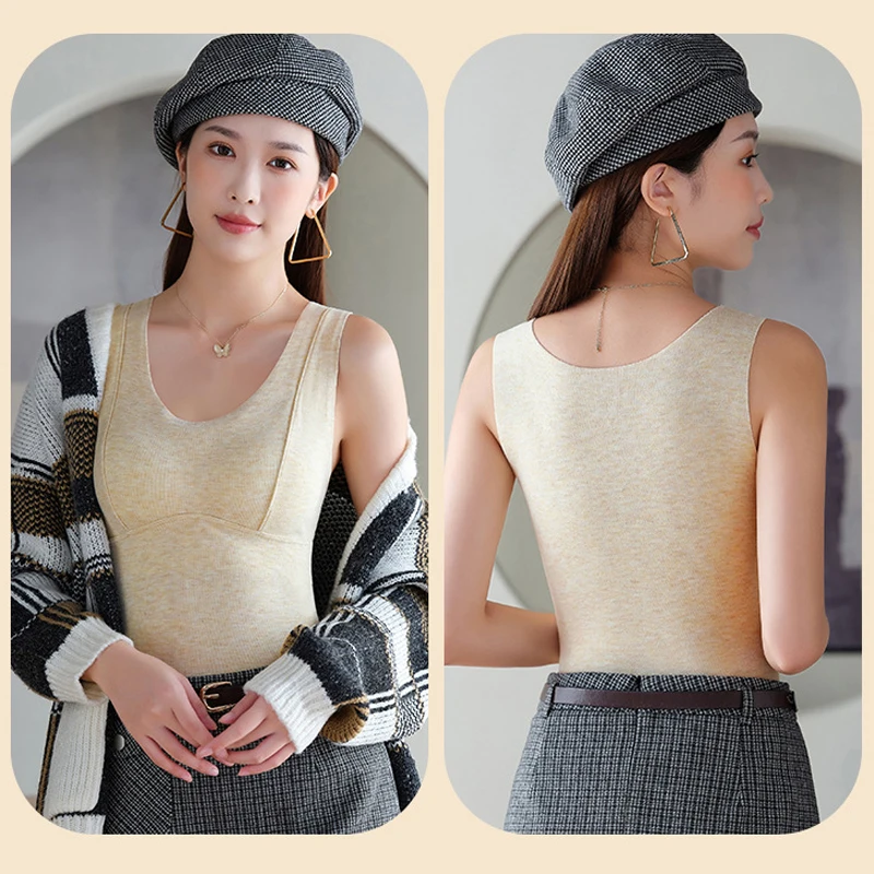 Women's Thermal Underwear Fleece Top Woman Winter Vest 1PC Thermo Lingerie Seamless Push Up Padded Bra High Elasticity Intimate