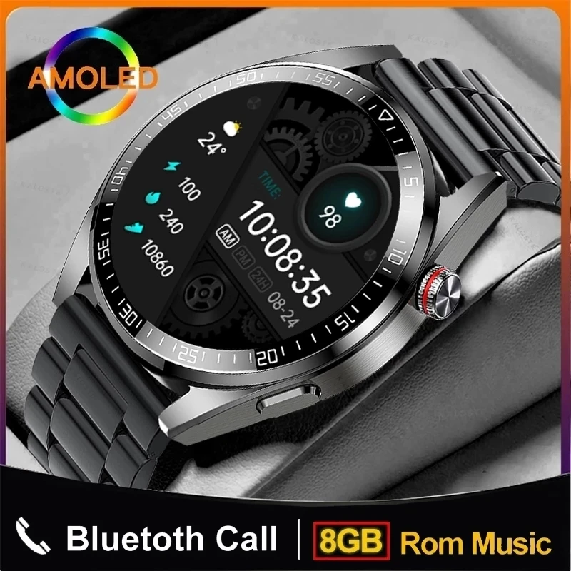 

New 454*454 AMOLED Screen Smartwatch Bluetooth Call Men Watches 8GB Local Music Waterproof Smart Watch Men For Huawei Xiaomi+Box