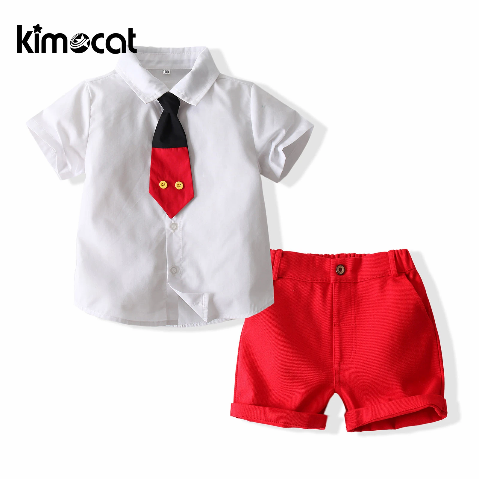 

Kimocat Summer Baby Boy Clothes Shirt+Pants Short Sleeve Shirt Flower Jacquard Boys Sets Christmas Suit Baby Boys Clothing Sets