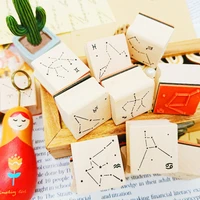 kawaii 12 constellations wood rubber seal stamps creative scrapbook journals student diy crafts accesorries supplies stationery