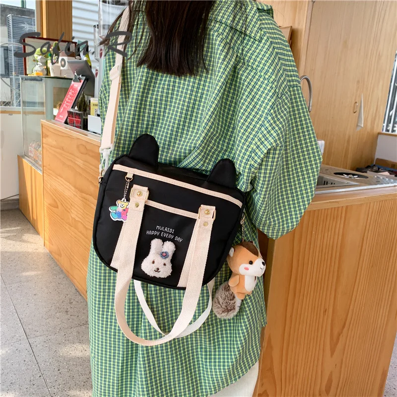 

Women's Bag Japanese JK Cute Canvas Cartoon 2022 Personality Handbag Student Shoulder Messenger Totes Purse Little Bags