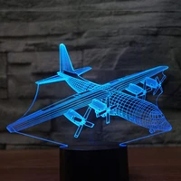 aircraft plane 3d led lamp abstractive optical illusion night light 7 color change touch switch usb powered nightlight gift