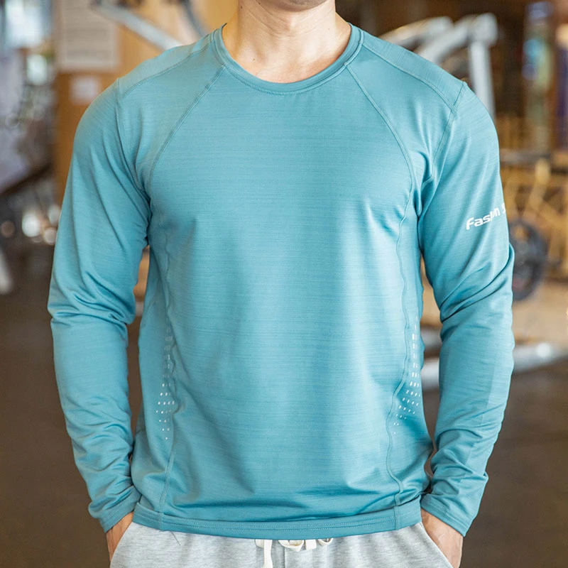 Men Fitness Quick Dry Thin Long Sleeve Tops Loose Sport T Shirts Compression Shrink Breathable Sweatshirt Gym Training Tight Tee