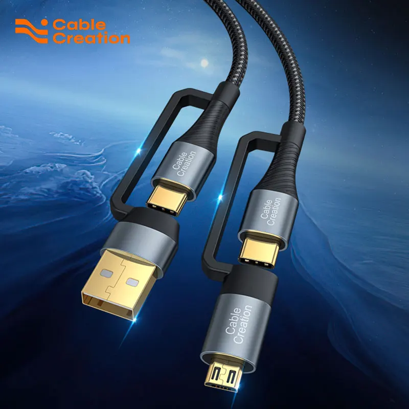 Кабель питания CableCreation 4 в 1, 60 Вт, USB Type-C, с поддержкой быстрой зарядки