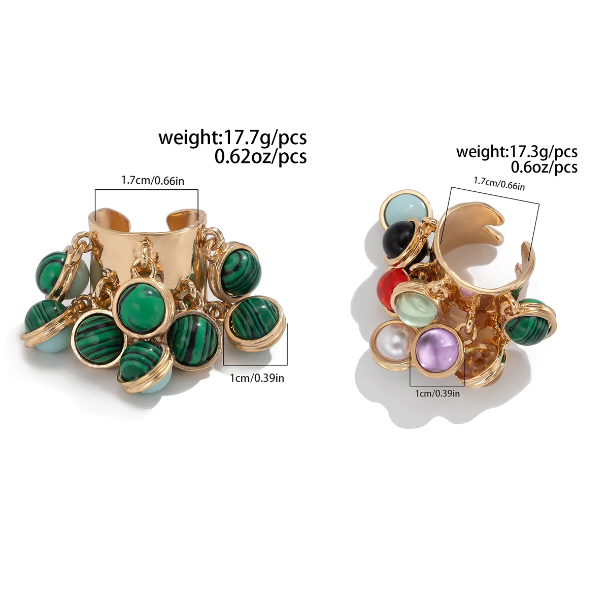 PuRui Boho красочные открытые кольца с кристаллами для женщин и мужчин свадебное