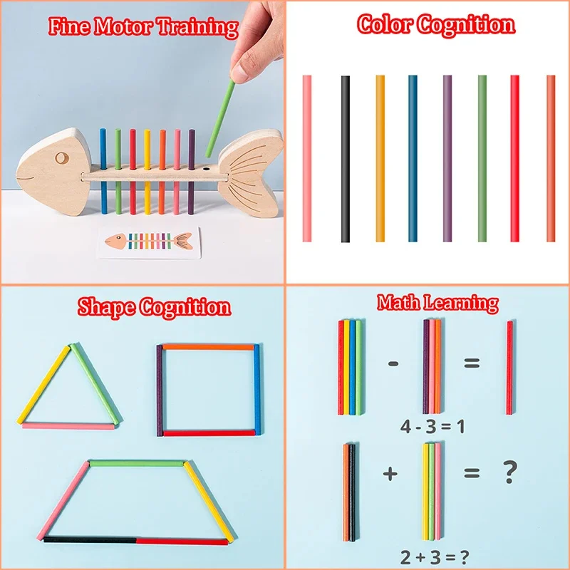Сенсорные игрушки Монтессори с деревянной палкой-головоломкой в тон