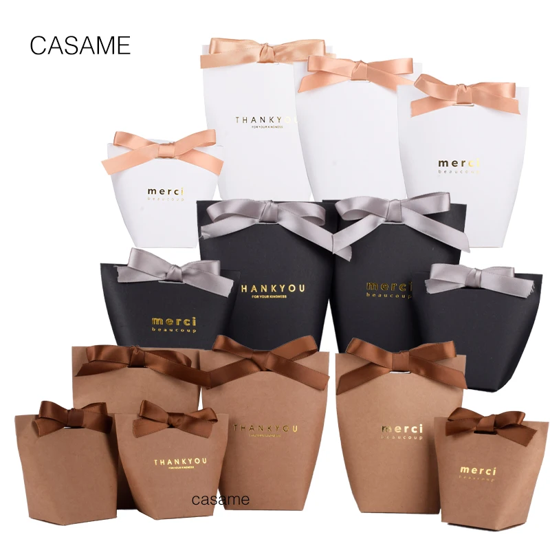 Package Wedding Party Favor Candy Bags With Ribbon