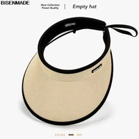 bisenmade empty hat for women outdoor cycling sun protection hat fashion paper weaving upf50 summer visor cap letter labelling