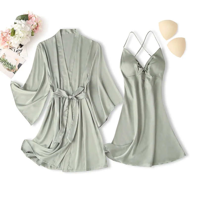 Комплект одежды для сна Женский цвет бордовый летний M-XXL-кимоно тонкий с