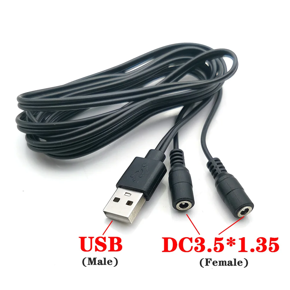 

USB2.0 Male to DC 3.5*1.35mm Female One Minute Two Cable USB To Double DC Power Supply Plug Jack Extension Cable Connector Cords