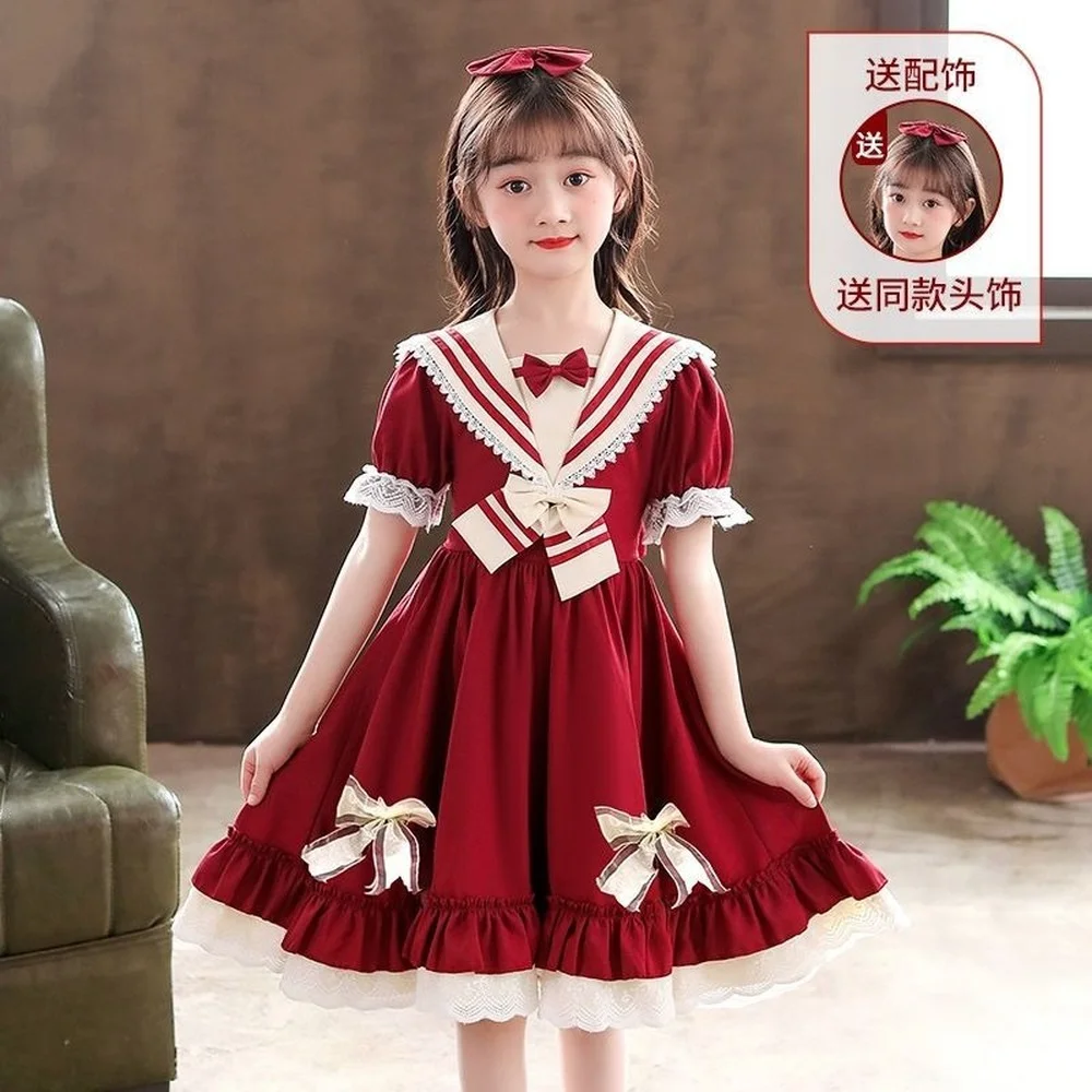 

Baby Girl Autumn Winter Red Vintage Spanish Princess Lolita Dress for Christmas Children's Birthday Dress Kids Presentation
