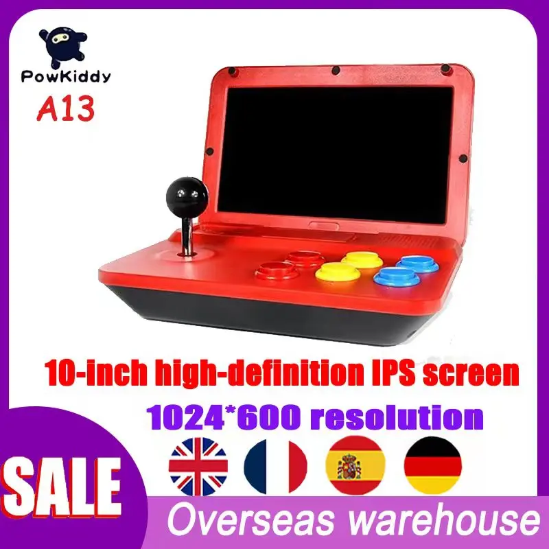 

Powkiddy A13 Video Game Console 10 Inch Large Screen Arcade Retro Game Players CPU Simulator Detachable Joystick HD Output Mini