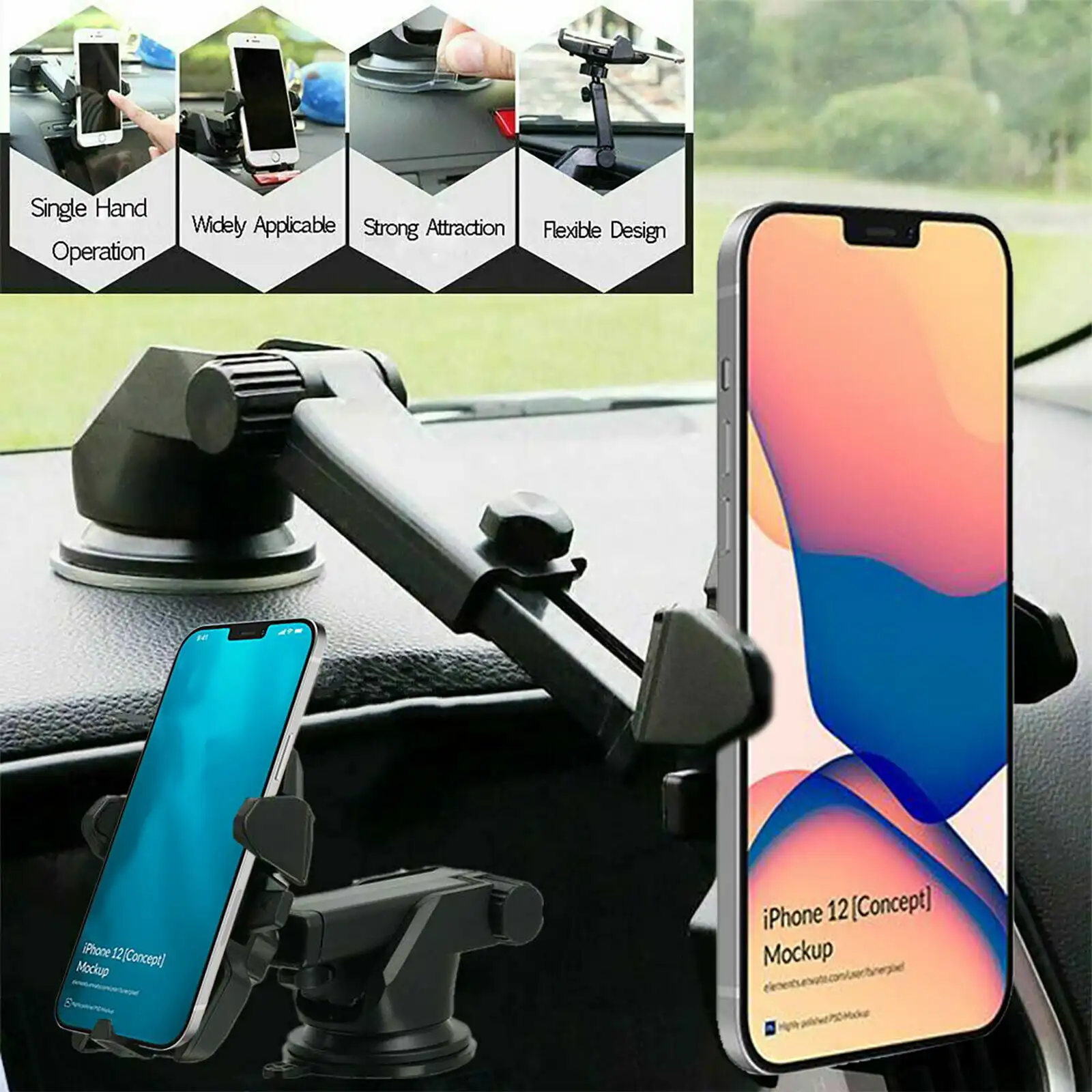 

360° Adjustable Universal Car Windshield Suction Cup Holder Dashboard Mount Stand for Cell Phone GPS