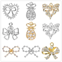 bow tie crystal charm bow knot pendant diy charms for jewelry making supplies fashion women girl accessories necklace materials