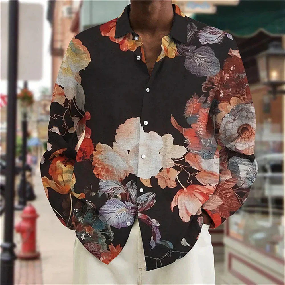 Vintage Spring Summer Men's Shirt 3d Pattern Simple Fashion Street Style Designer Men's Clothing High Quality Long-sleeved Shirt