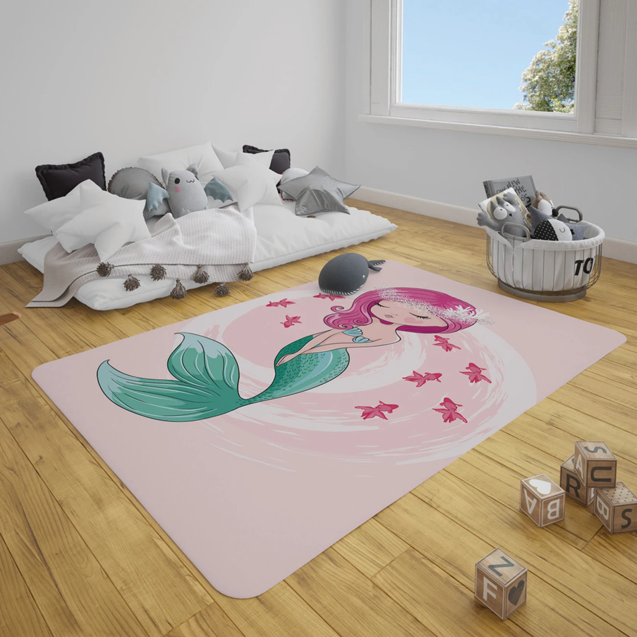 

Милый стиль Русалка благородный и узор детский игровой коврик круглый прямоугольный детский коврик новорожденный ползание padi декоративны...