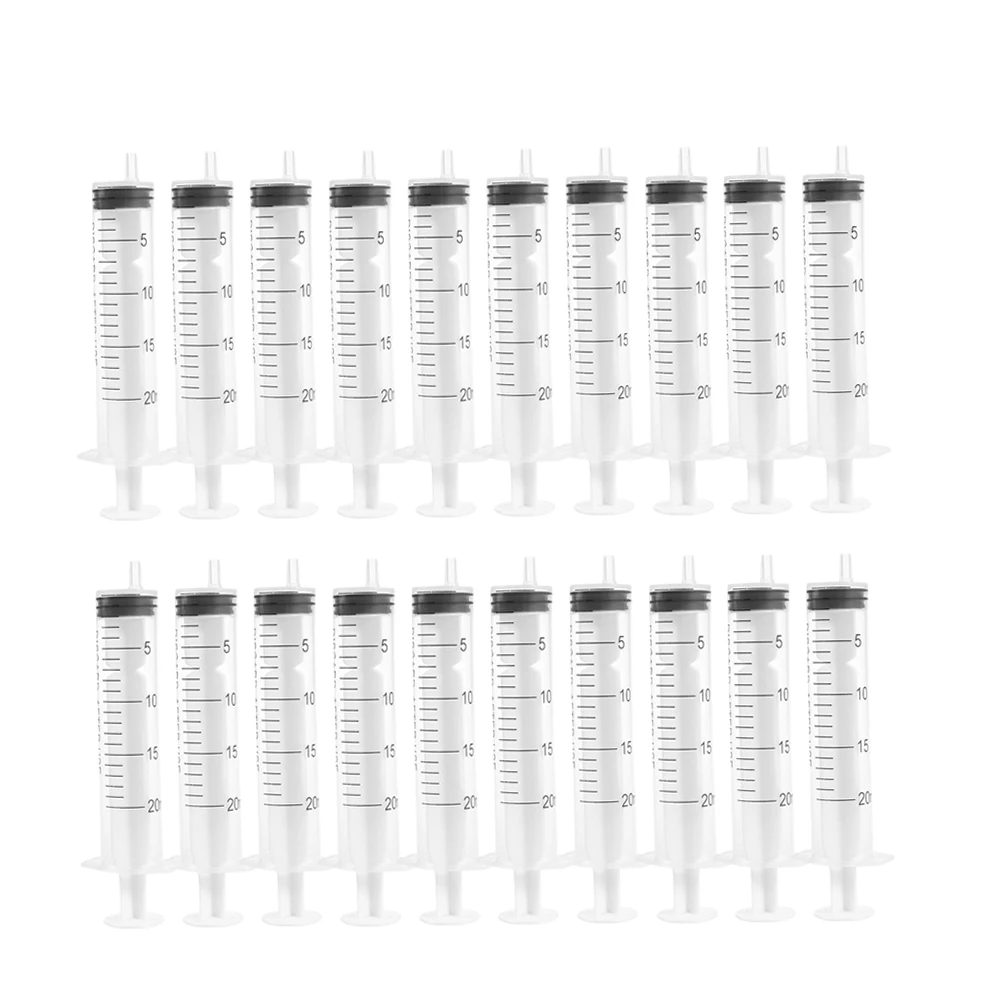 

25PCS 20ml Plastic Injector Syringe With Scale Disposable Injector Syringes Without Needle For Refilling Measuring Nutrient