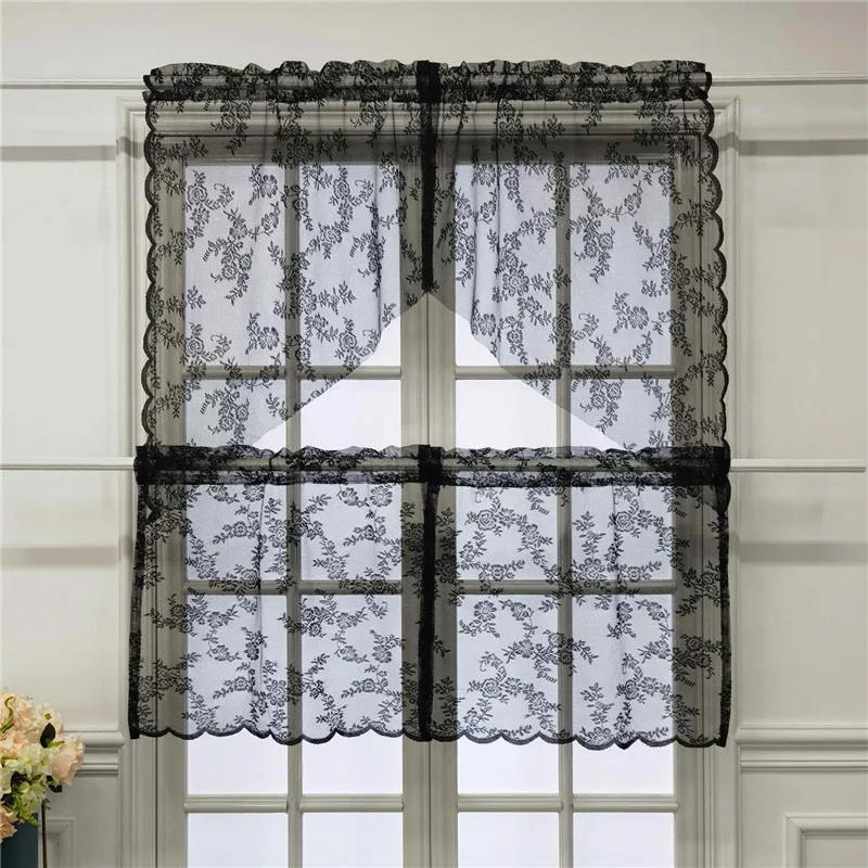 

1 Set Window Curtains Lace Jacquard Short Tulle Curtain Kitchen Cafe Cabinet Decorative Valance Bedroom Home Decor Sheer Drapes