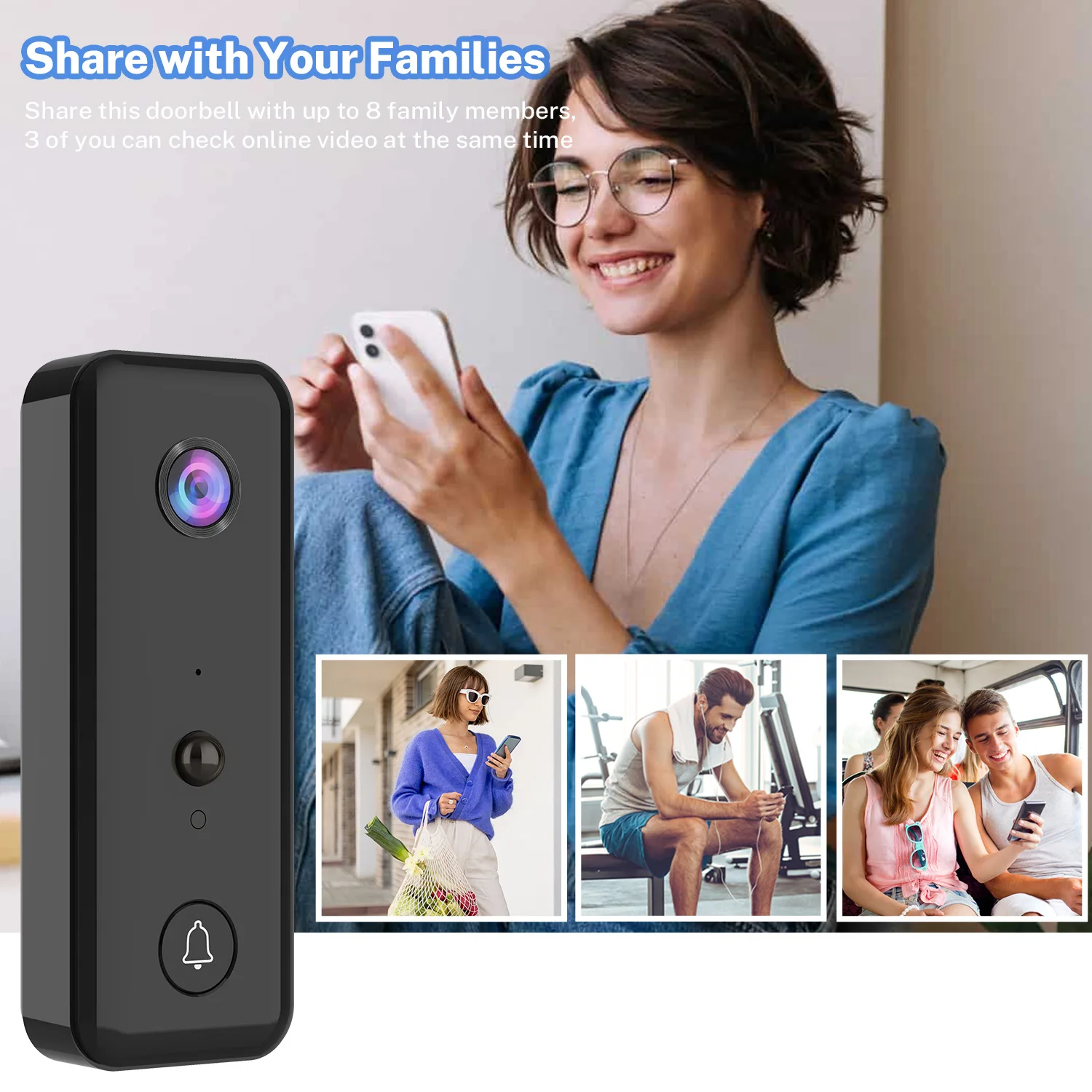 Фото Видеодомофон Aiwit 720P с облачным хранилищем, Wi-Fi, IP-камерой и функцией видеозвонка, система внутренней связи №4